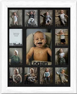 This is an image of a customized first year collage baby frame.