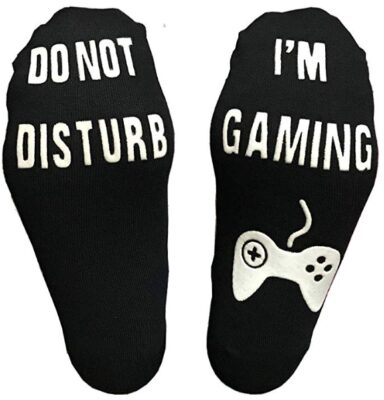 This is an image of boy's socks do not disturb, black color