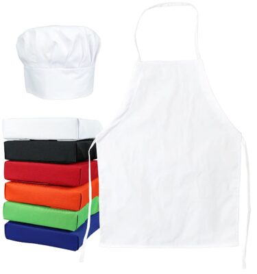 This is an image of kid's chef with hat outfit in many colors