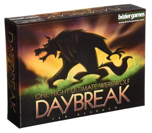 this is an image of a One Night Ultimate Werewolf Daybreak board game for kids. 