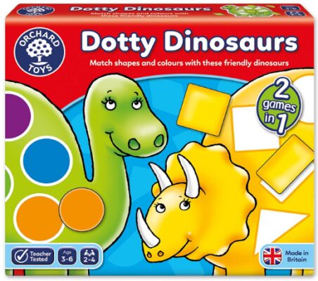 This is an image of Dotty Dinosaurs Game by Orchard Toys