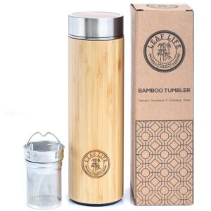 Original bamboo tumbler with tea infuser & straner leaflife for teens
