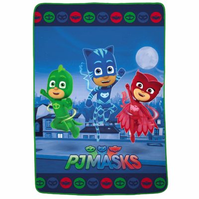 This is an image of a PJ Masks plush blanket for kids. 