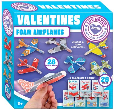 This is an image of boy's valentines day airplanes foam cards pack in various colors