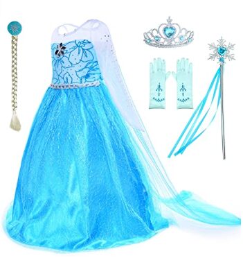 This is an image of girl's chili princess costumes birthday party dress in blue color