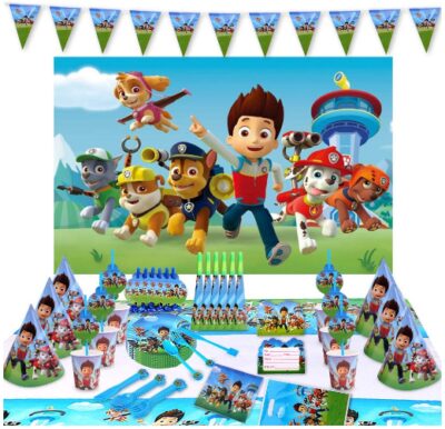 This is an image of boy's paw patrol birthday decoration in colorful colors