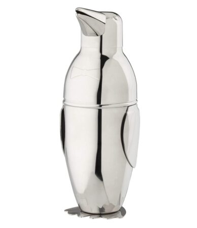 This is an image of a stainless steel penguin beverage mixer. 