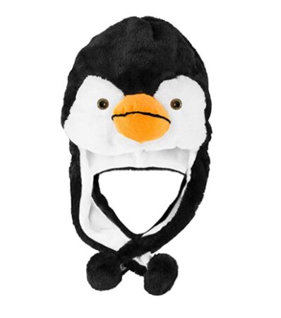 This is an image of a soft penguin hat. 