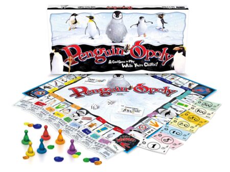 This is an image of an opoly style board game in penguin edition.