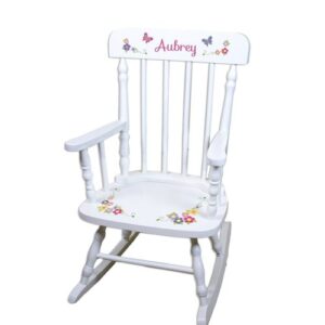 Children's Personalized White Bright Butterfly Rocking Chair