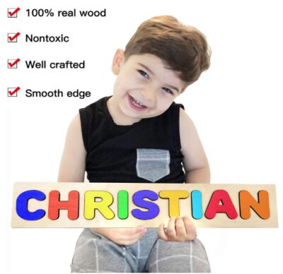 This is an image of kid's wooden personalized name puzzle 