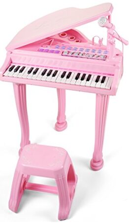 This is an image of pink toy grand piano