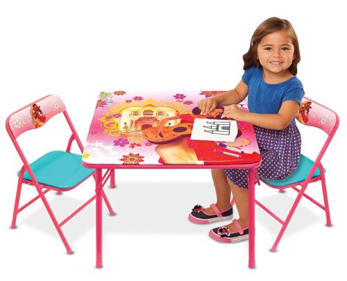 this is an image of pink activity table playset for little girls.