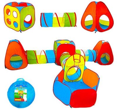 This is an image of kid's play tent with tunnels in colorful colors