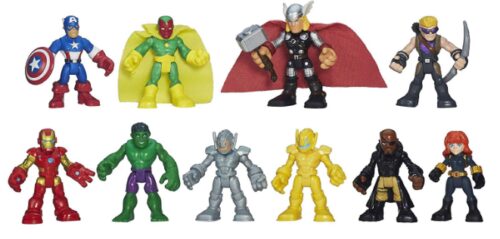 this is an image of a 10 collectible 2.5-Inch Marvel super hero action figures for kids ages 3 and Up. 