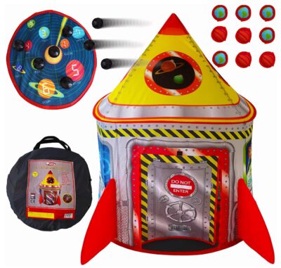 This is an image of 5 in 1 rocket ship tent in colorful colors