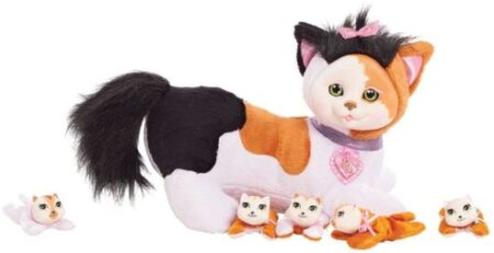 This is an image of plush cat and kittens 