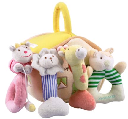 This is an image of plush baby soft rattles set by iPlay,iLearn 