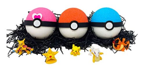 this is an image of a Pokemon bath bombs gift set for kids.