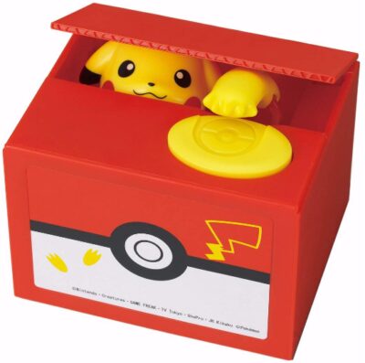 This is an image of kids pokémon electronic coin money with pikachu inside the box