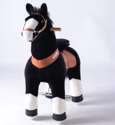 This is an image of kid's ponycycle black horse