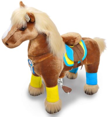 This is an image of kid's ponycycle walking horse in brown color