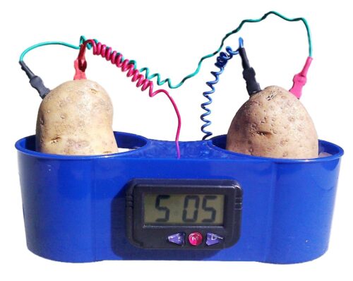 this is an image of a potato clock for kids. 
