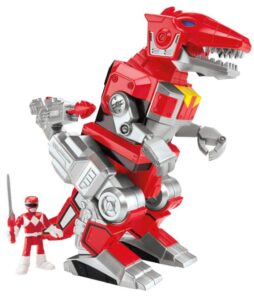 this is an image of a Power Red Ranger and T-Rex Zord Figure