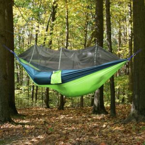 Hammock with Mosquito Net in Green and Yellow