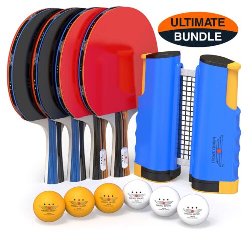 this is an image of a professional ping pong paddle set for teens and adults. 