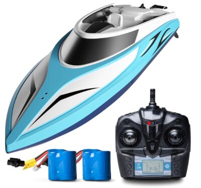 this is an image of a kid's RC boat for pools and lakes. 
