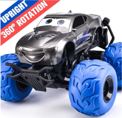 This is an image of Electric remote control car in black and blue colors