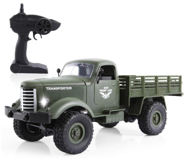 this is an image of a RC military truck for kids and adults.