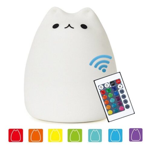 this is an image of a RC silicone kitty night light for kids and teens. 