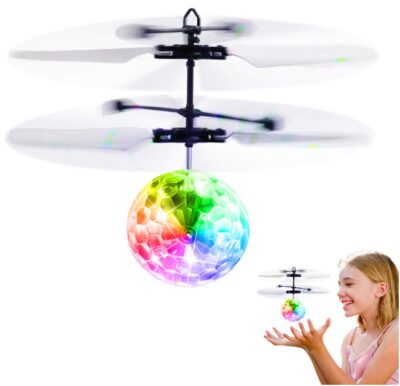 This is an image of kid's ball drone with hand control in colorful colors