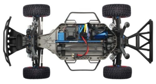 RC car Traxxas showing underneath the engine