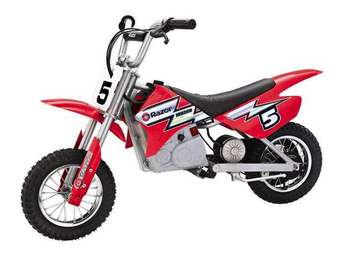 This is an image of a red Razor MX350 Dirt Bike