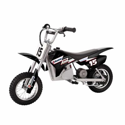 This is an image of a black MX400 electric dirt bike by Razor.