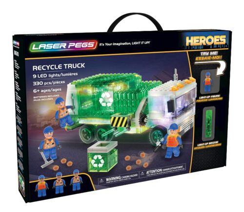 this is an image of a recycle truck light up building kit for kids. 