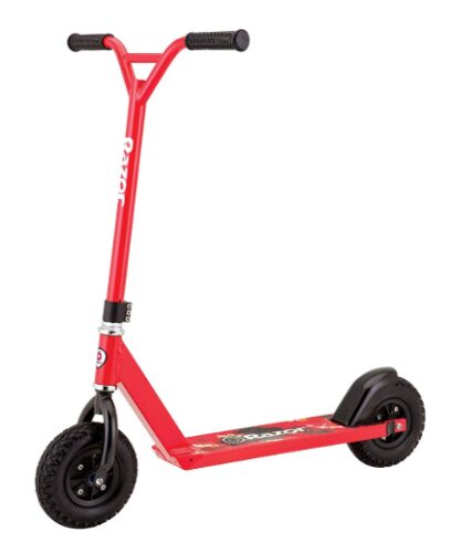 this is an image of a red dirt scooter for kids.