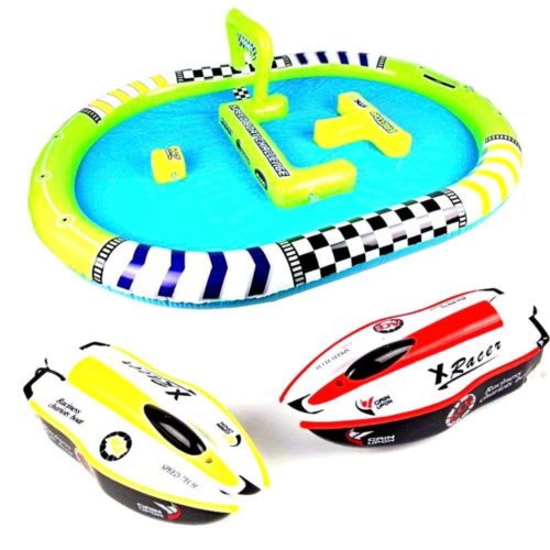 RC Racing Boat Battle Set - Remote Control Speed Boat Racing Set with Inflatable Indoor/outdoor pool