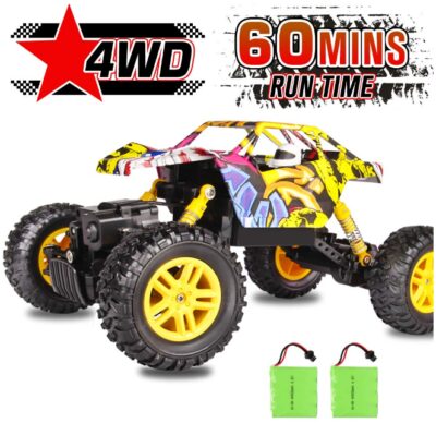 This is an image of Monster Truck with remote control by DOUBLE E in yellow color