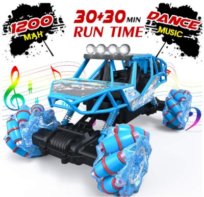 This is an image of monster truck with two batteries and remote control in blue color by RAGU