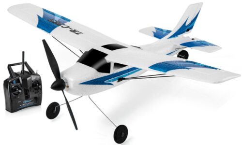 This is an image of white airplan with remote control