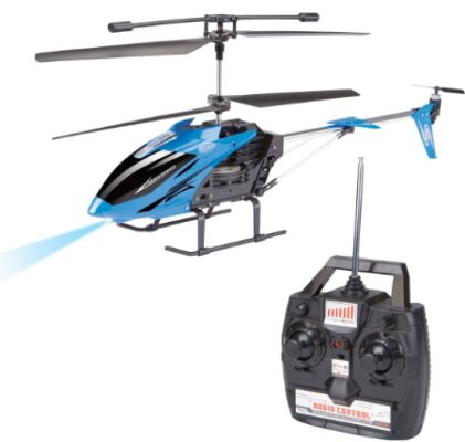 This is an image of helicopter remote control in blue colr