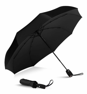 This is an image of a black automatic umbrella. 