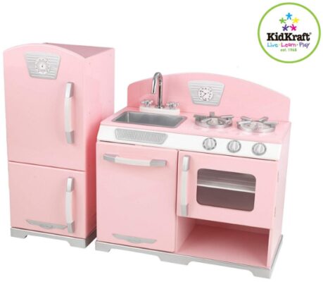 This is an image of pink small toy kitchen 