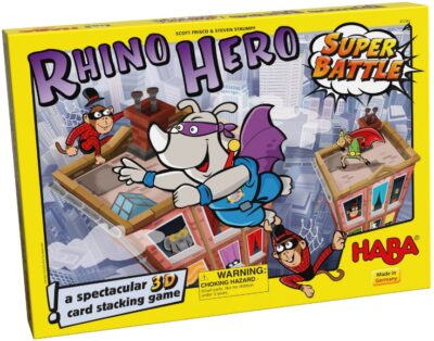 This is an image of Rhino hero super battle board game in 3D designed for kids