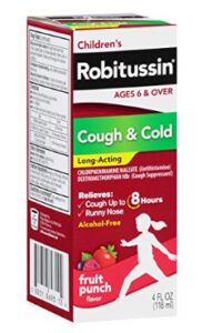 Robitussin Children's Long-Acting 8-Hour Cough & Cold Relief (Fruit Punch Flavor Liquid, 4 fl. oz. Bottle)