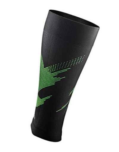 This is an image of a black and neon green leg sleeves. 